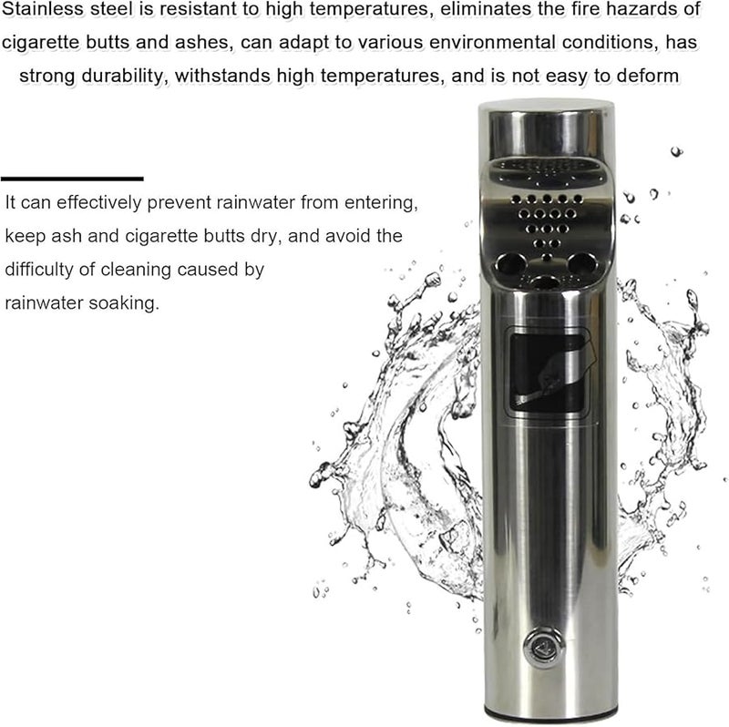 حاوية سجائر خارجية معلقة على الحائط عالية السعة، مصنوعة من المعدن، بتصميم على شكل حرف U مقاوم للحريق - Image 3